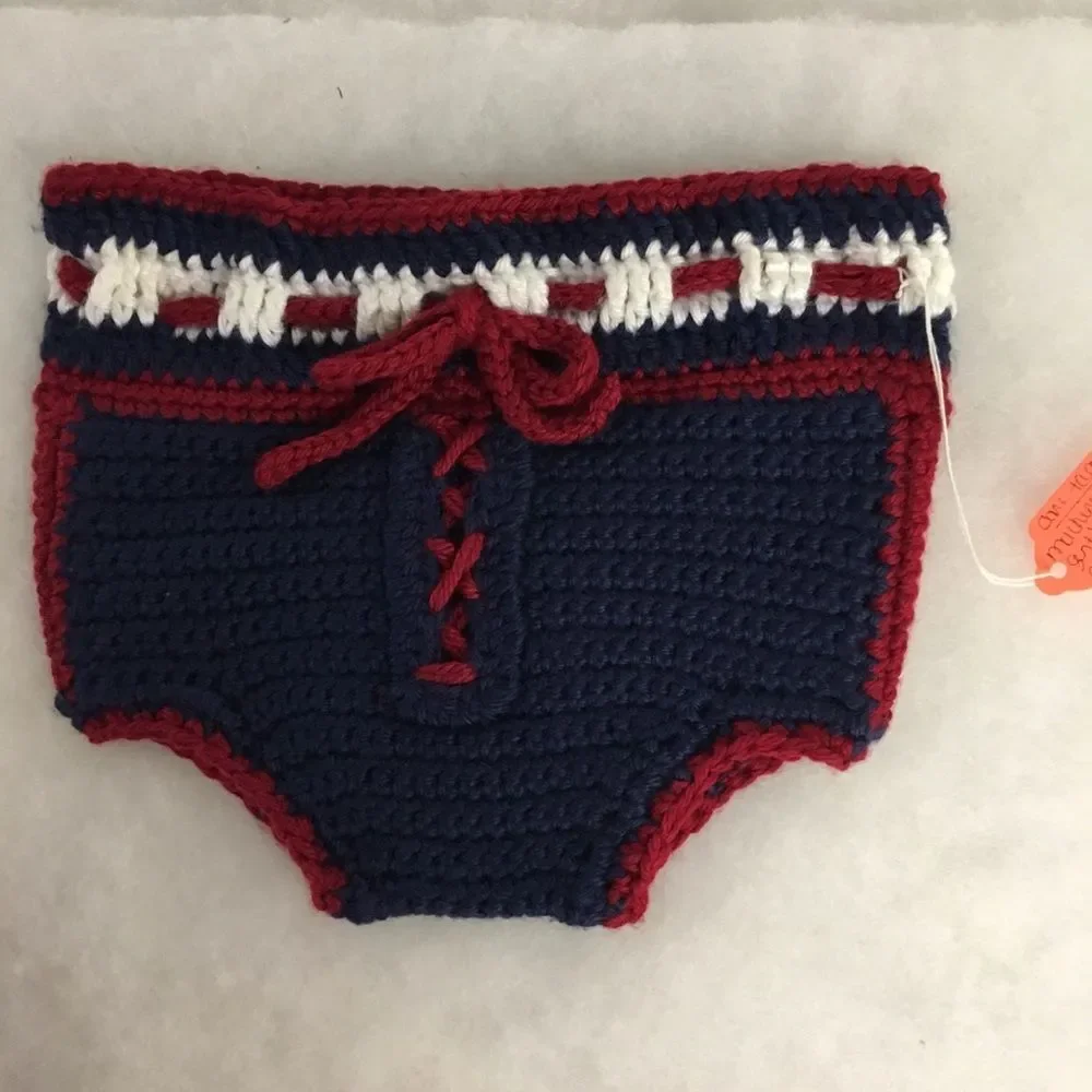 NFL Football New York Giants Hand Crochet Diaper Cover NWT Handmade-Nursery Gift